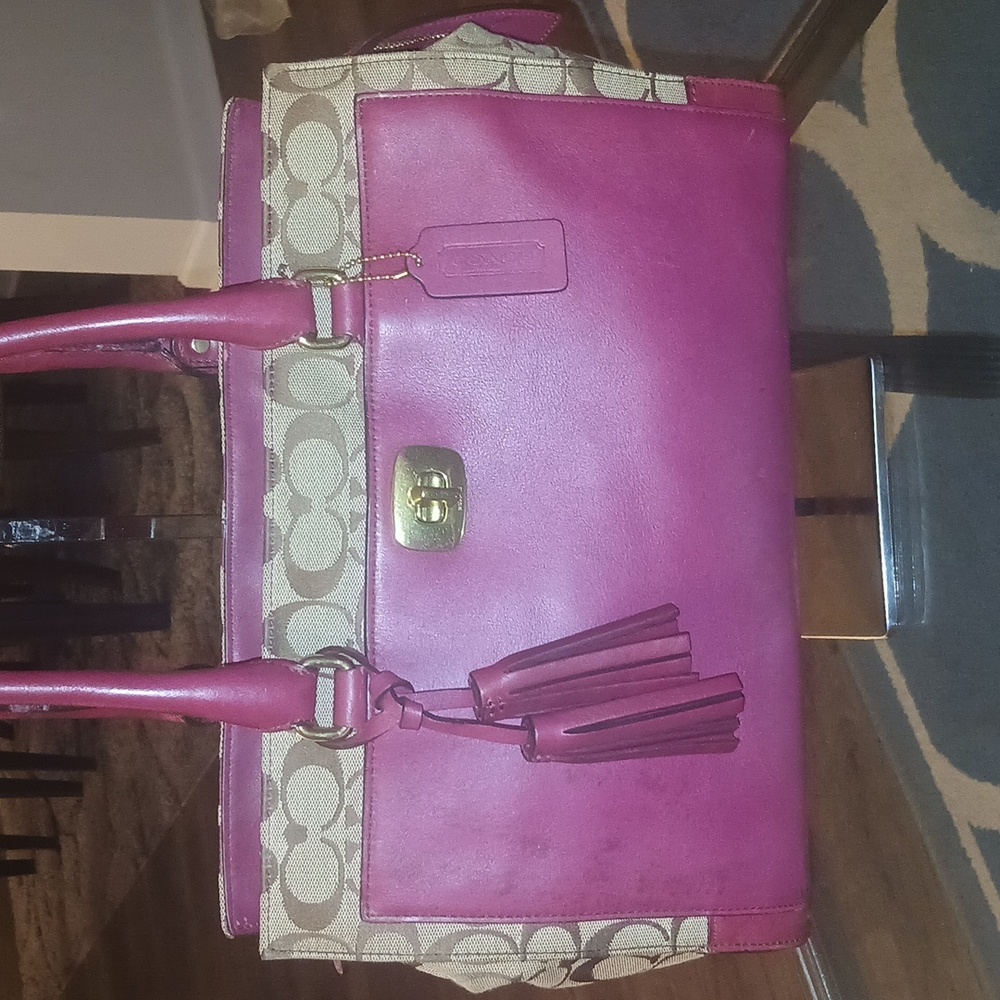 Coach Brooke Carryall Red and Tan Shoulder Bag - Picture 3 of 13